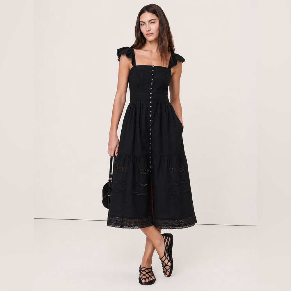 NWT! GAP Black Lace Ruffle Voile Maxi Dress - Multiple ☎️
